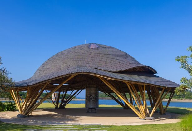 Cove Pavilion is the most recent amenity built in our development. Completed in September 2022, the pavilion was designed by Elora Hardy, who is famously known for designing a community of bamboo.